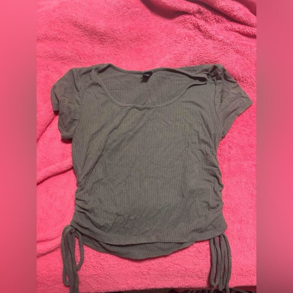 Wild Fable Olive Green Ruched Crop Top